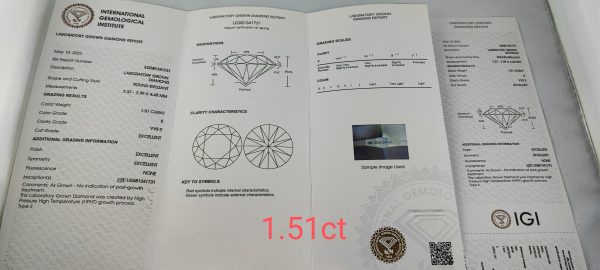 Diament Lab Certyfikat 1,51ct / E / VVS2 Certyfikat - obrazek 7